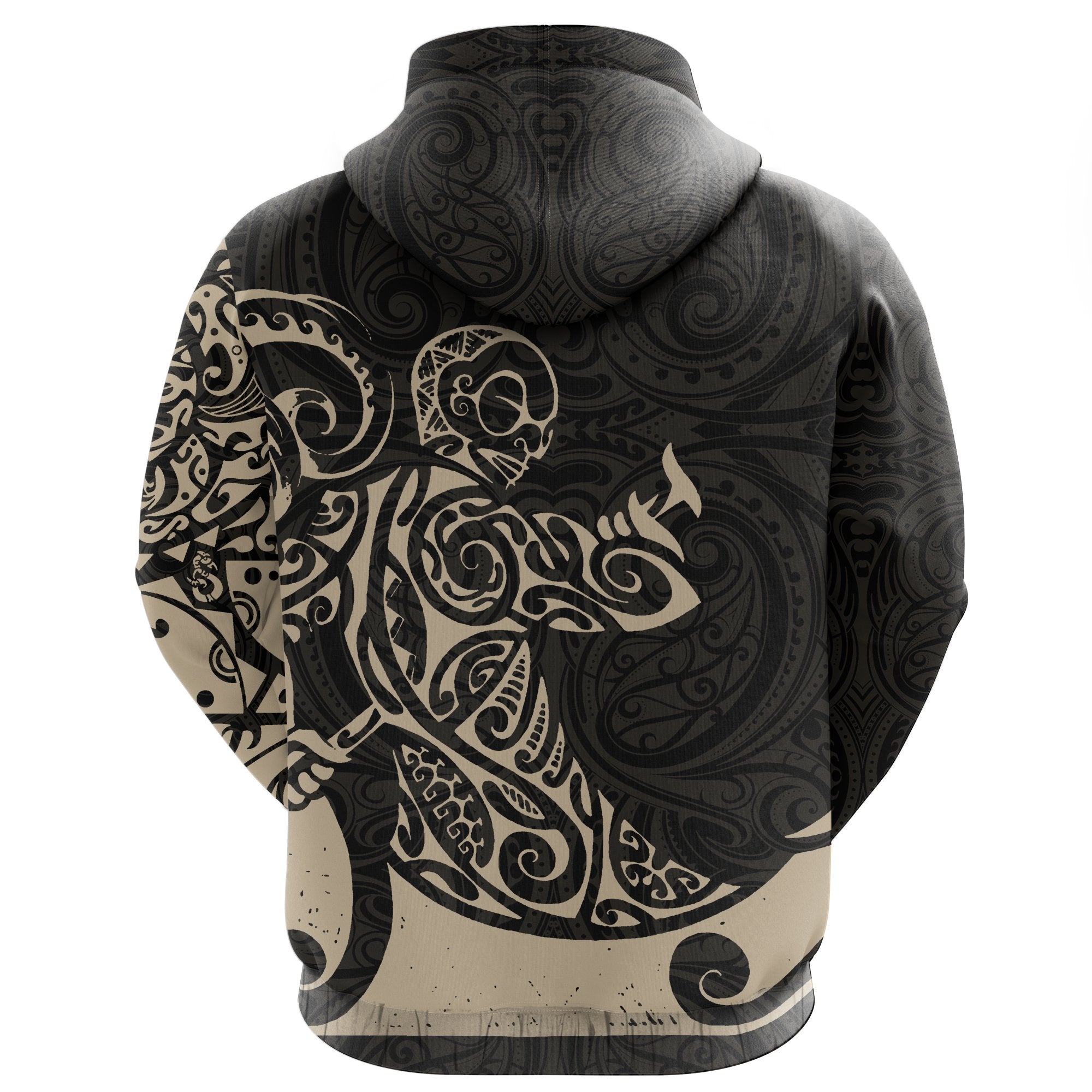 New Zealand Maori Tangaroa Tattoo Hoodie - Tan - Vibe Hoodie Shop
