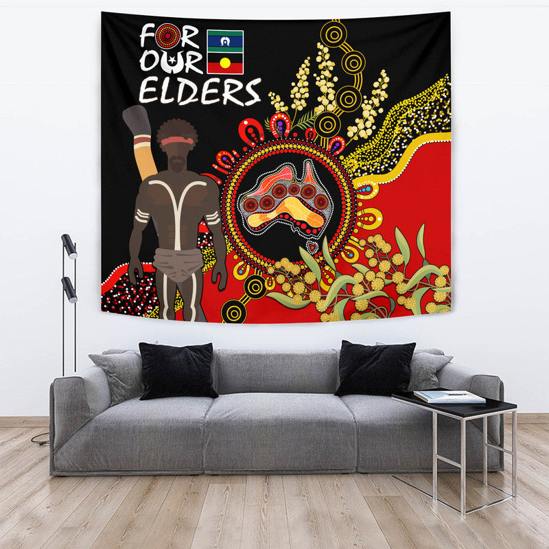 NAIDOC 2023 Indigenous Tapestry Australia Map With Golden Wattle - Vibe Hoodie Shop