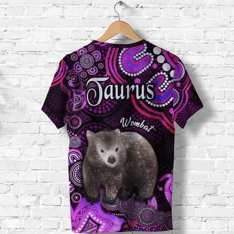 Australian Astrology T Shirt Taurus Wombat Zodiac Aboriginal Vibes - Pink - Vibe Hoodie Shop