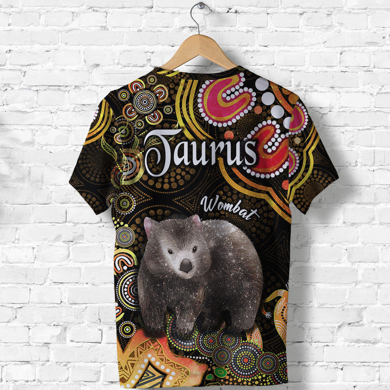 Australian Astrology T Shirt Taurus Wombat Zodiac Aboriginal Vibes - Gold - Vibe Hoodie Shop