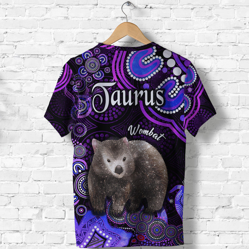 Australian Astrology T Shirt Taurus Wombat Zodiac Aboriginal Vibes - Purple - Vibe Hoodie Shop