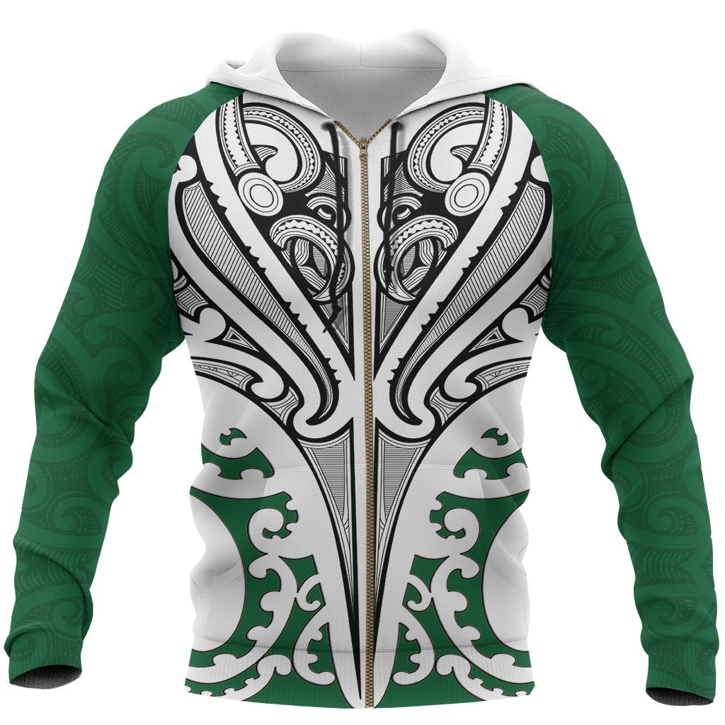 New Zealand Maori Zip Hoodie, Te Manaia Tattoo Full Zip Hoodie - Vibe Hoodie Shop