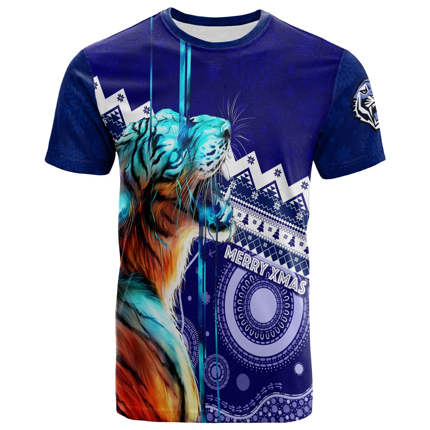 Christmas Graphic Tiger Aboriginal Dot Art T shirt - Vibe Hoodie Shop