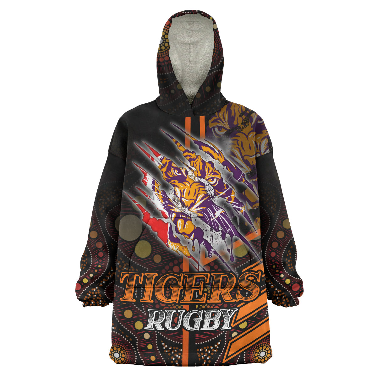 Tigers Rugby Snug Hoodie - Custom Tigers Claw Aboriginal Indigenous Sport Style Wearable Blanket Hoodie - Vibe Hoodie Shop