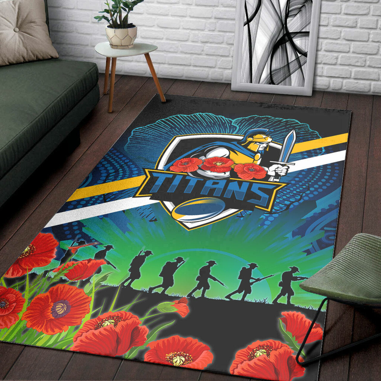 Titans Rugby Area Rug - Custom ANZAC Titans Rugby Logo Area Rug LT10 - Vibe Hoodie Shop