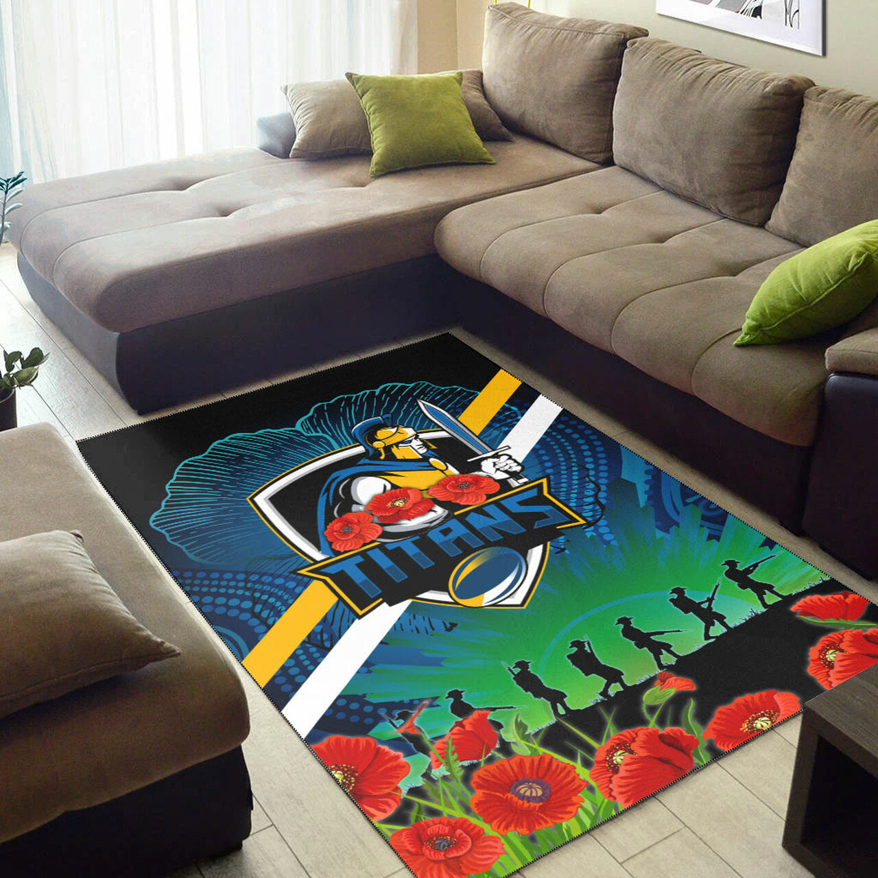 Titans Rugby Area Rug - Custom ANZAC Titans Rugby Logo Area Rug LT10 - Vibe Hoodie Shop