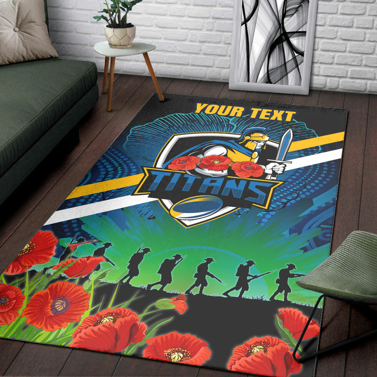 Titans Rugby Area Rug - Custom ANZAC Titans Rugby Logo Area Rug LT10 - Vibe Hoodie Shop