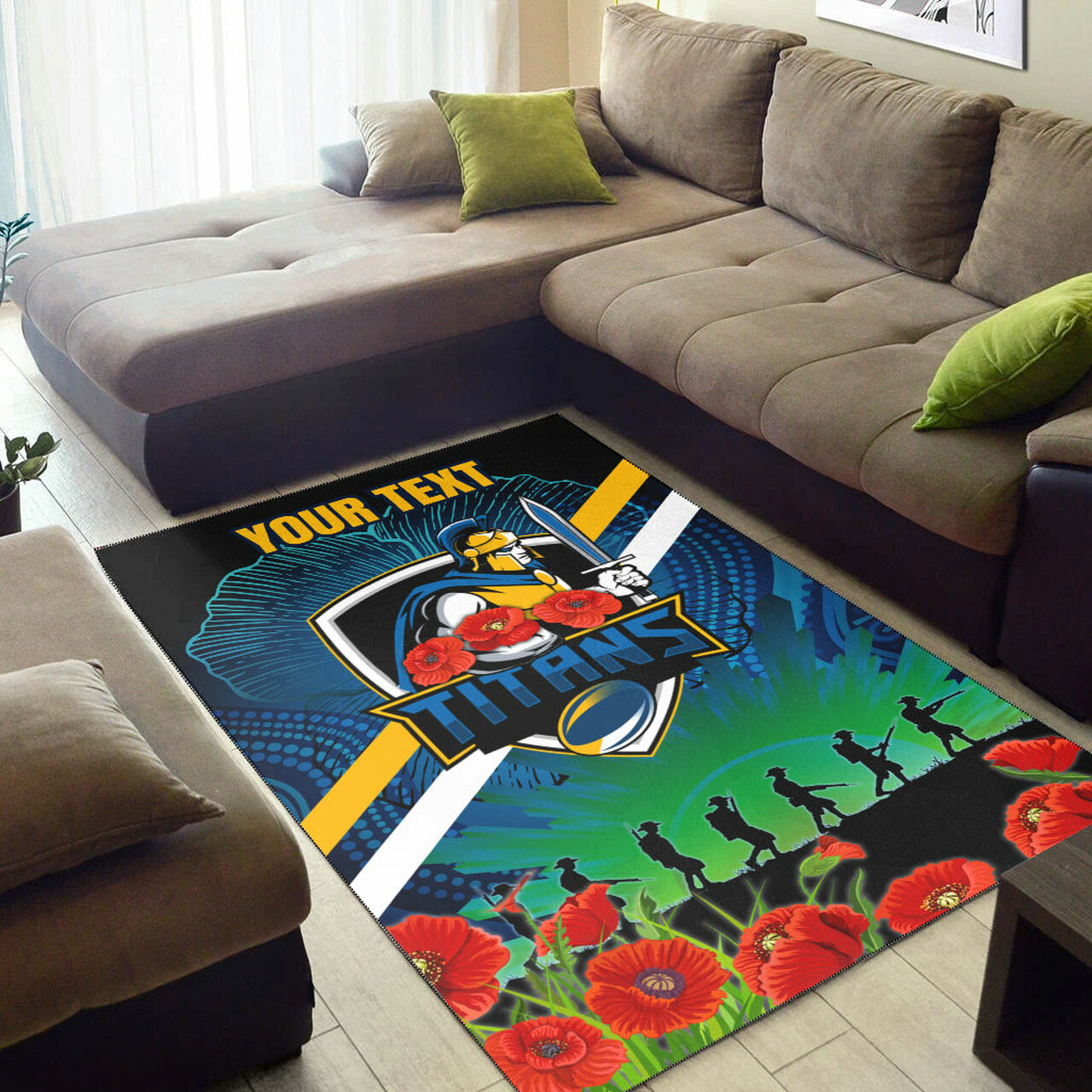 Titans Rugby Area Rug - Custom ANZAC Titans Rugby Logo Area Rug LT10 - Vibe Hoodie Shop