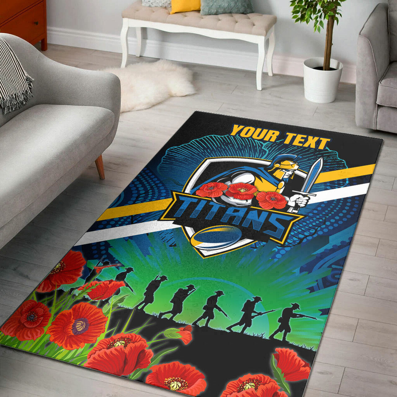 Titans Rugby Area Rug - Custom ANZAC Titans Rugby Logo Area Rug LT10 - Vibe Hoodie Shop