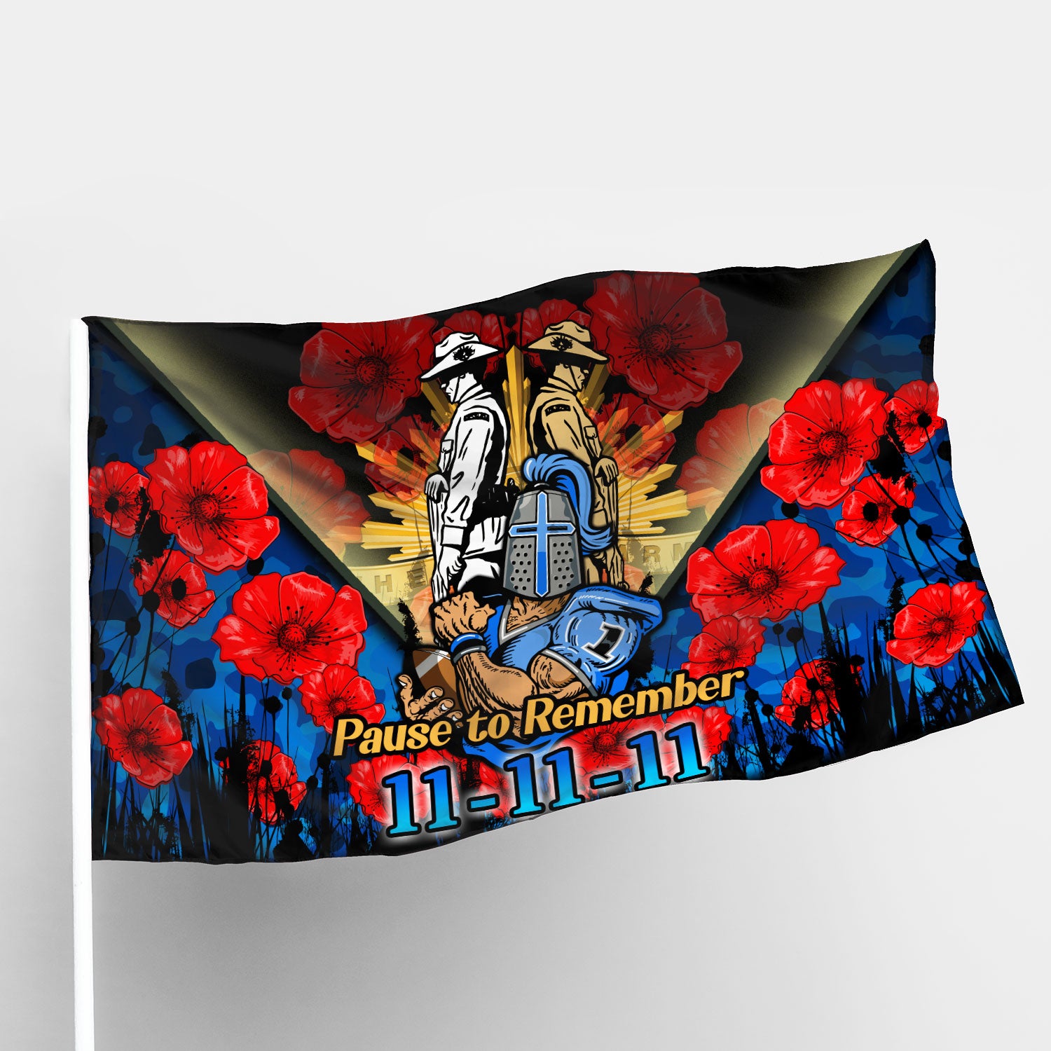 Titans Rugby Flag - Remembrance Day PAUSE TO REMEMBER Flag - Vibe Hoodie Shop