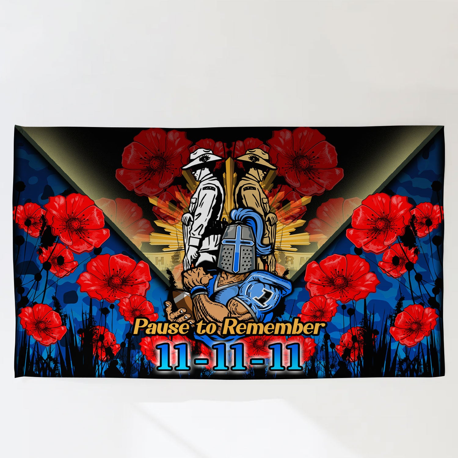 Titans Rugby Flag - Remembrance Day PAUSE TO REMEMBER Flag - Vibe Hoodie Shop