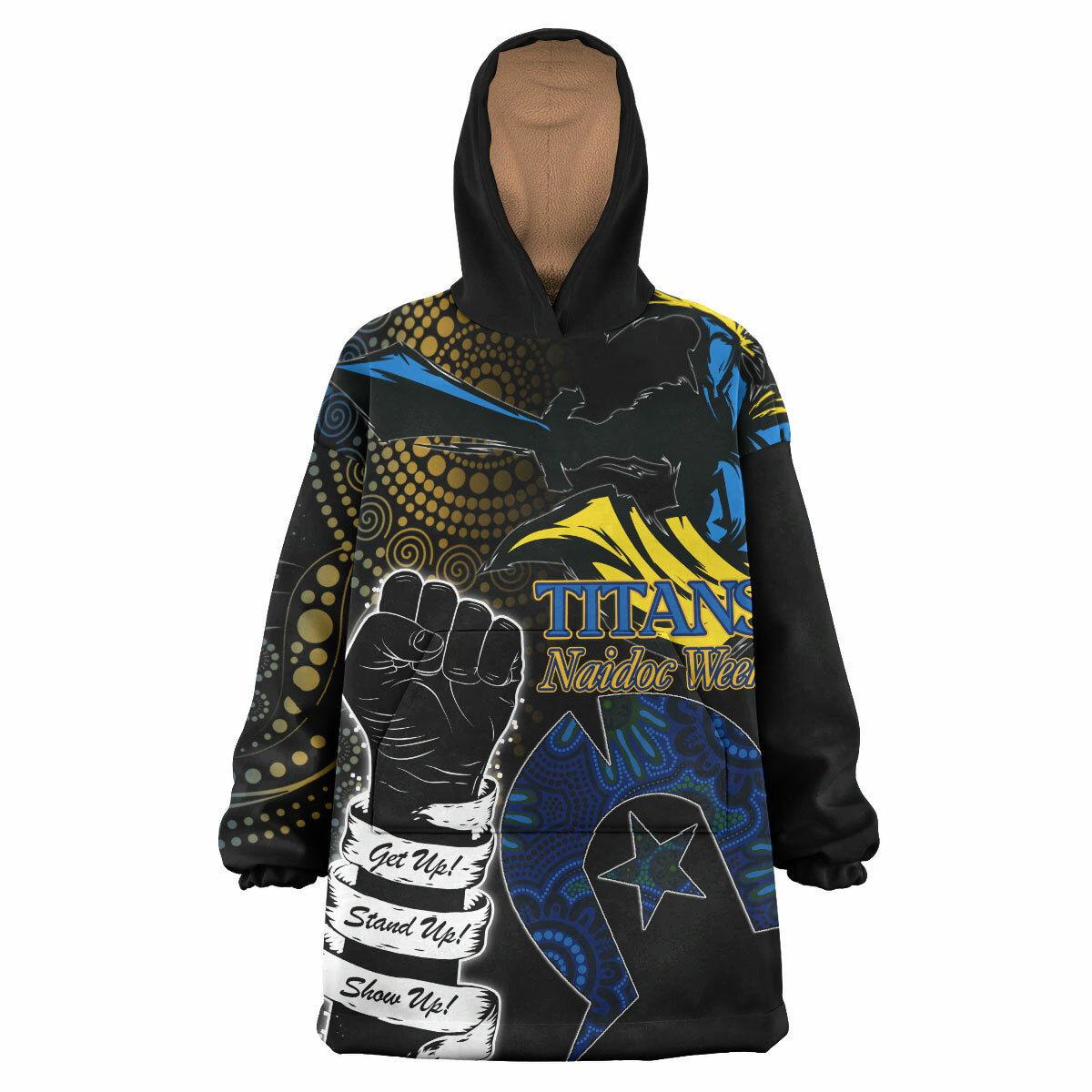 Titans Rugby Snug Hoodie - Custom Naidoc Titans Aboriginal Style Wearable Blanket Hoodie RLT14 - Vibe Hoodie Shop