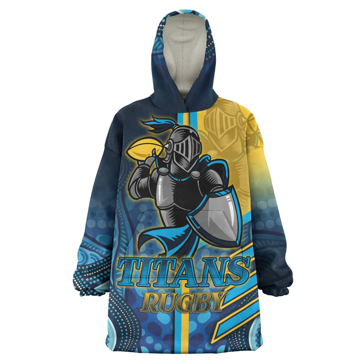 Titans Rugby Snug Hoodie - Custom Titans Rugby Ball Aboriginal Indigenous Sport Style Wearable Blanket Hoodie - Vibe Hoodie Shop