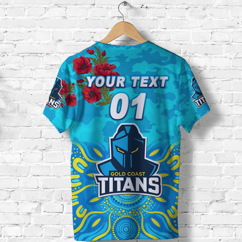 (Custom Personalised) Gold Coast Titans ANZAC 2022 T shirt Indigenous Vibes - Vibe Hoodie Shop