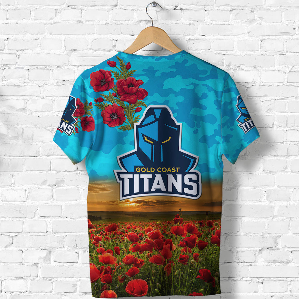Gold Coast Titans ANZAC 2022 T shirt Poppy Flowers Vibes - Vibe Hoodie Shop