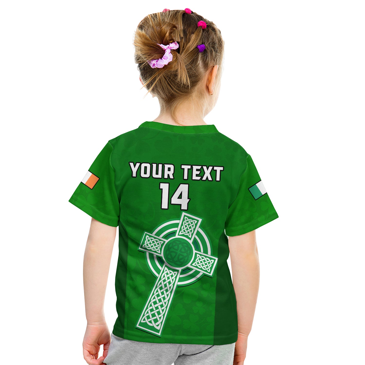 (Custom Text And Number) Ireland Rugby Go Shamrocks Kid T Shirt - Vibe Hoodie Shop