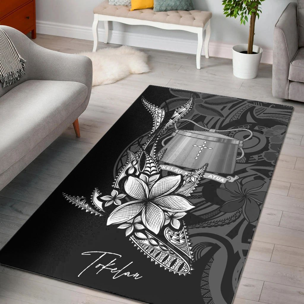 Tokelau Area Rug - Fish With Plumeria Flowers Style - Vibe Hoodie Shop