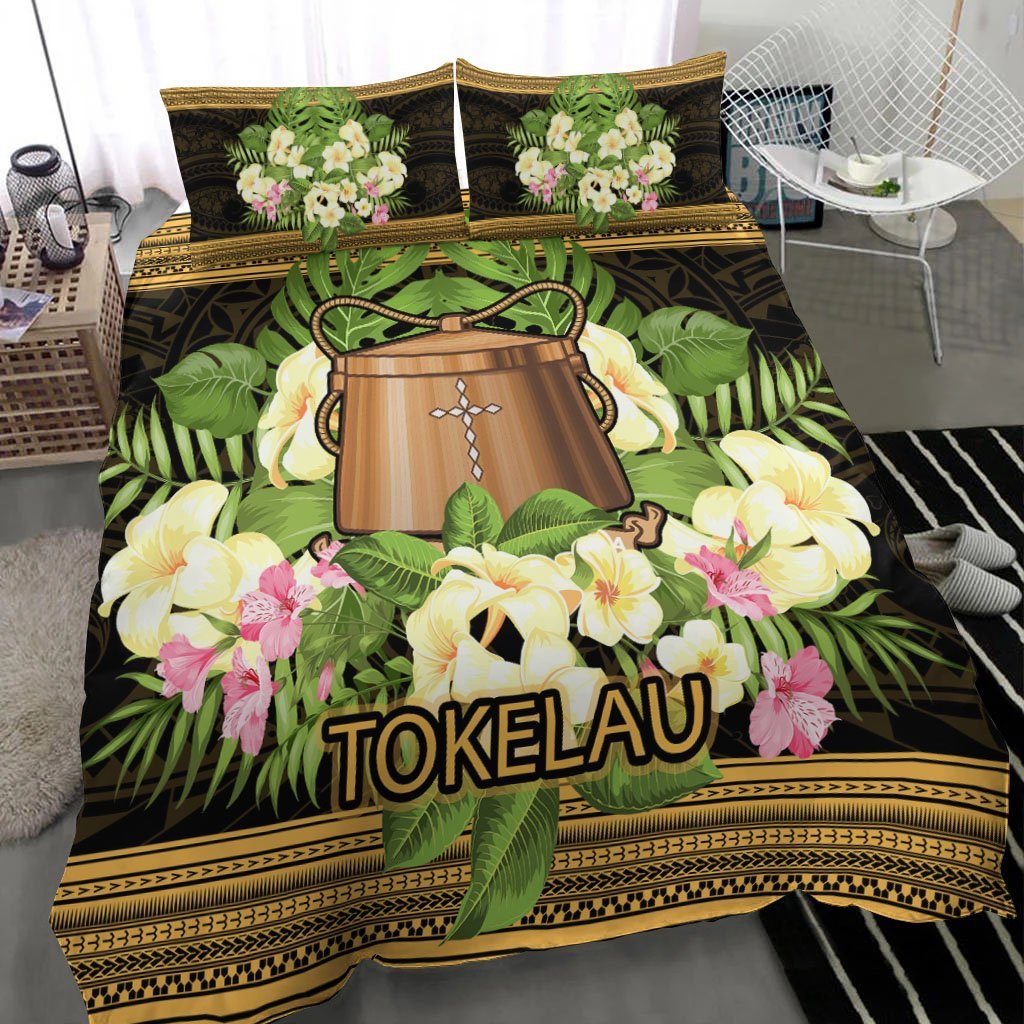 Tokelau Bedding Set - Polynesian Gold Patterns Collection - Vibe Hoodie Shop