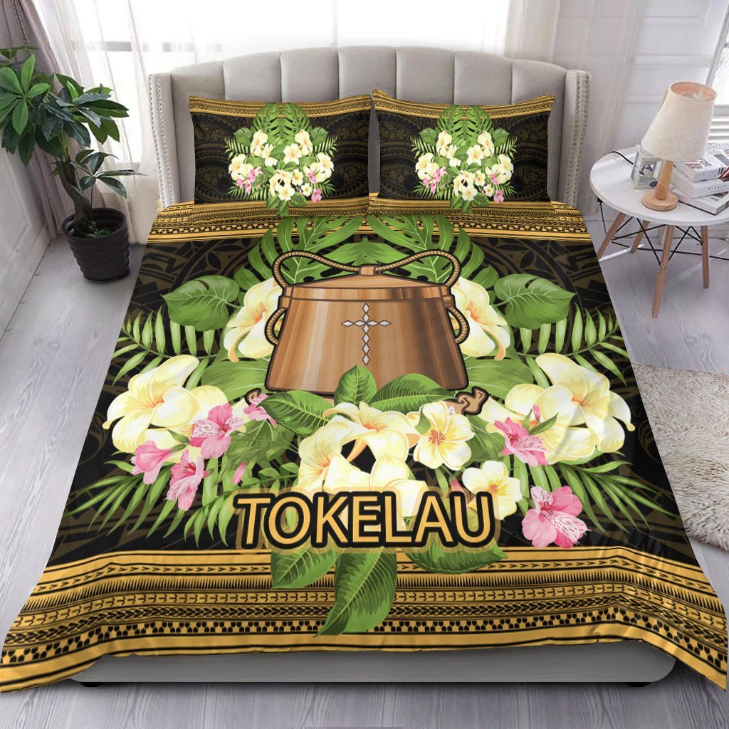 Tokelau Bedding Set - Polynesian Gold Patterns Collection - Vibe Hoodie Shop