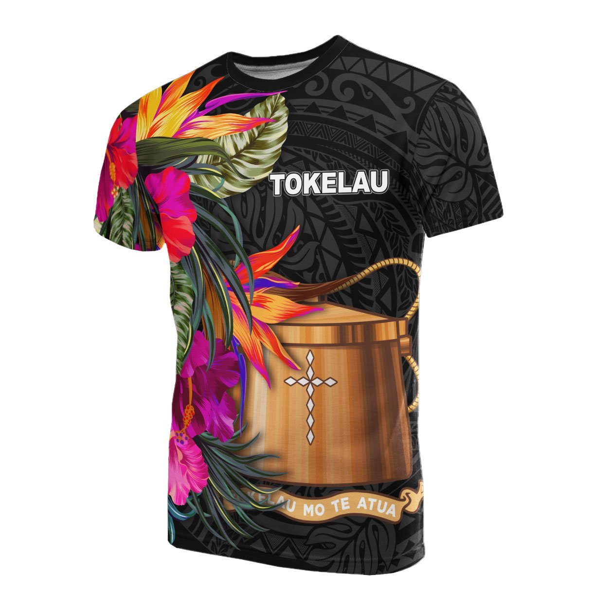 Vibe Hoodie Tokelau T shirt - Polynesian Hibiscus Pattern - Vibe Hoodie Shop