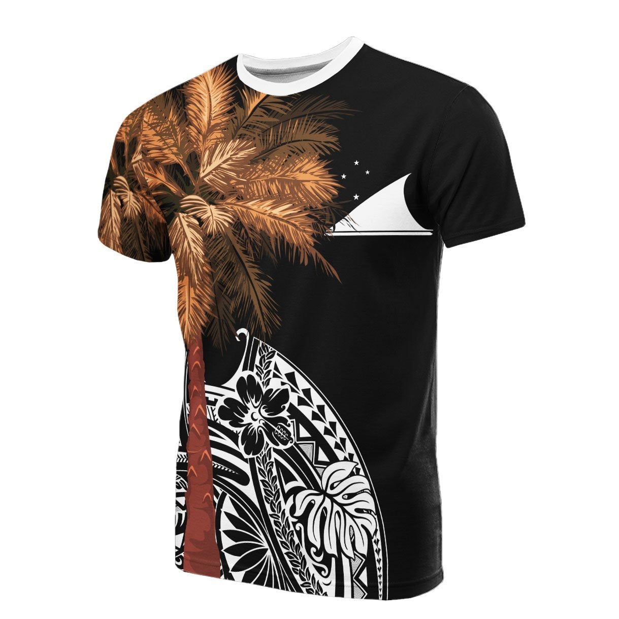 Vibe Hoodie Tokelau All T shirt - Polynesian Palm Tree Black - Vibe Hoodie Shop