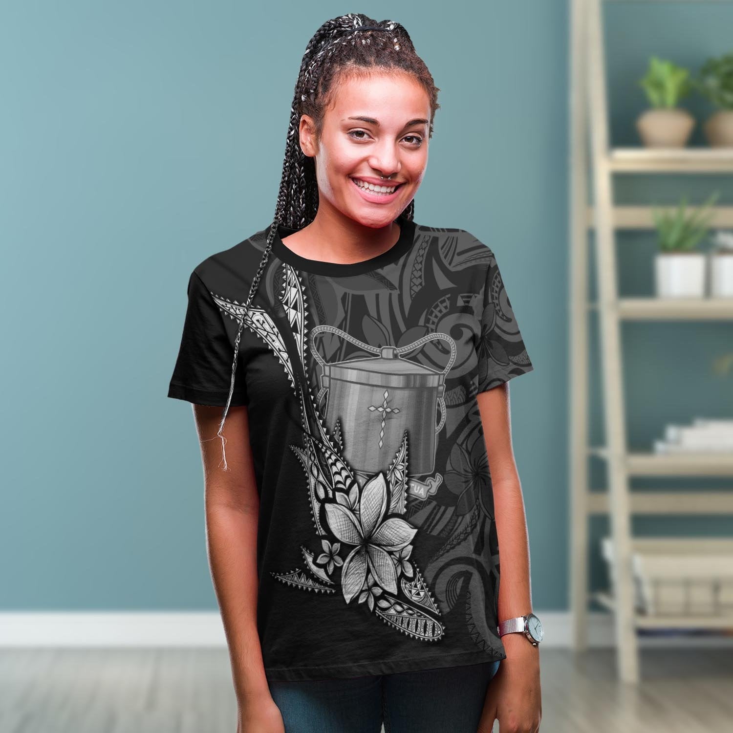 Tokelau T shirt - Fish With Plumeria Flowers Style - Vibe Hoodie Shop