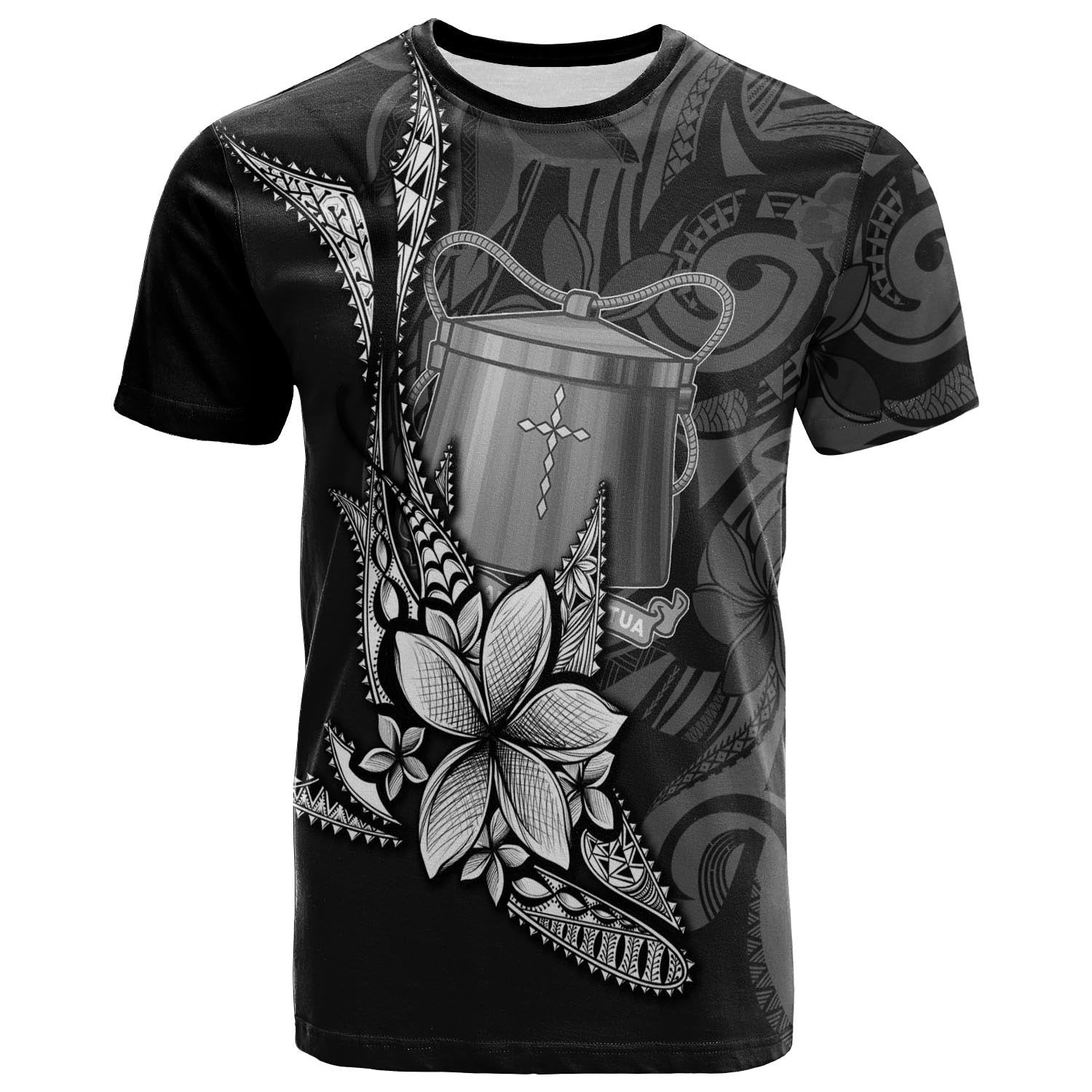 Tokelau T shirt - Fish With Plumeria Flowers Style - Vibe Hoodie Shop
