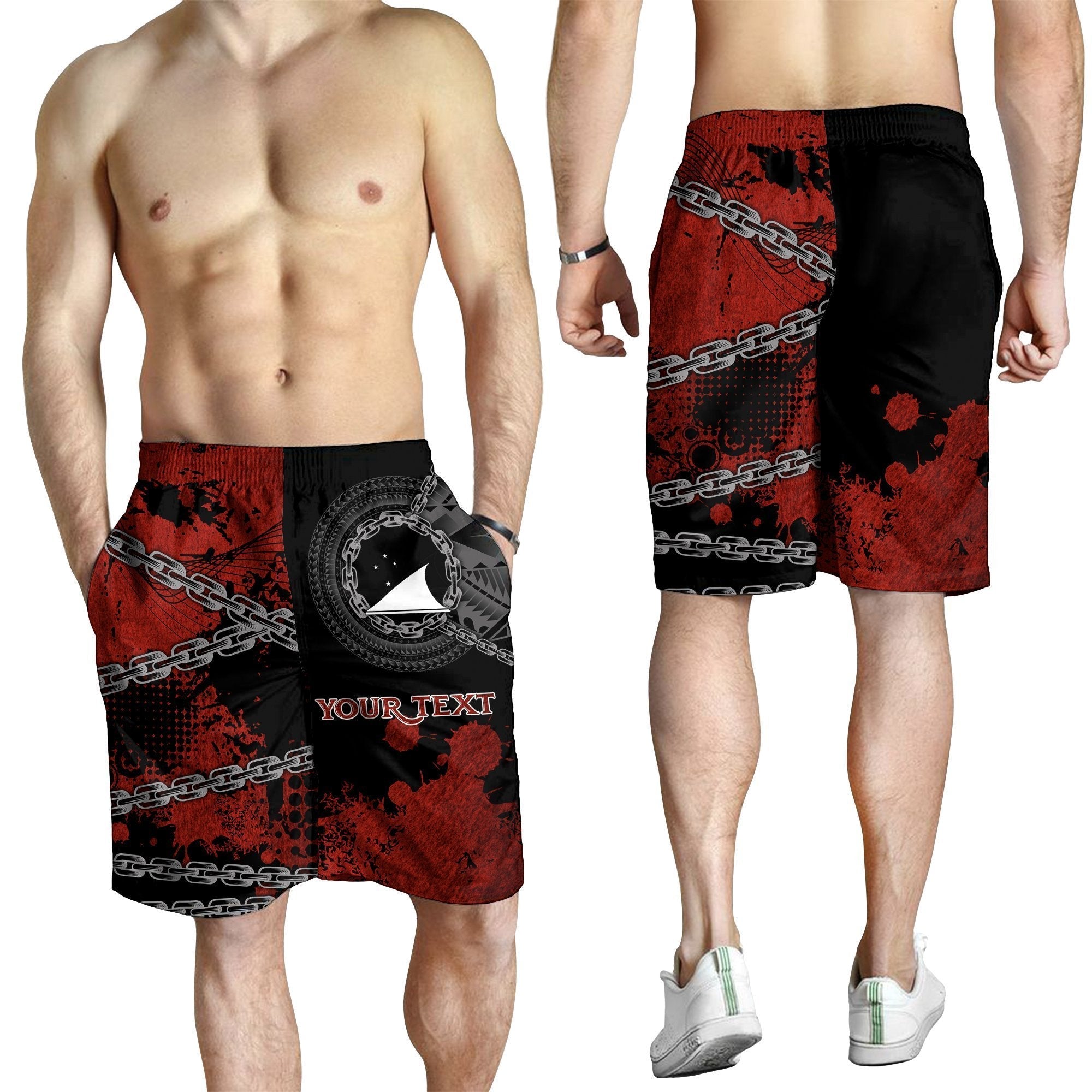 Tokelau Polynesian Personalised Men's Shorts - Polynesian Chain Style - Vibe Hoodie Shop