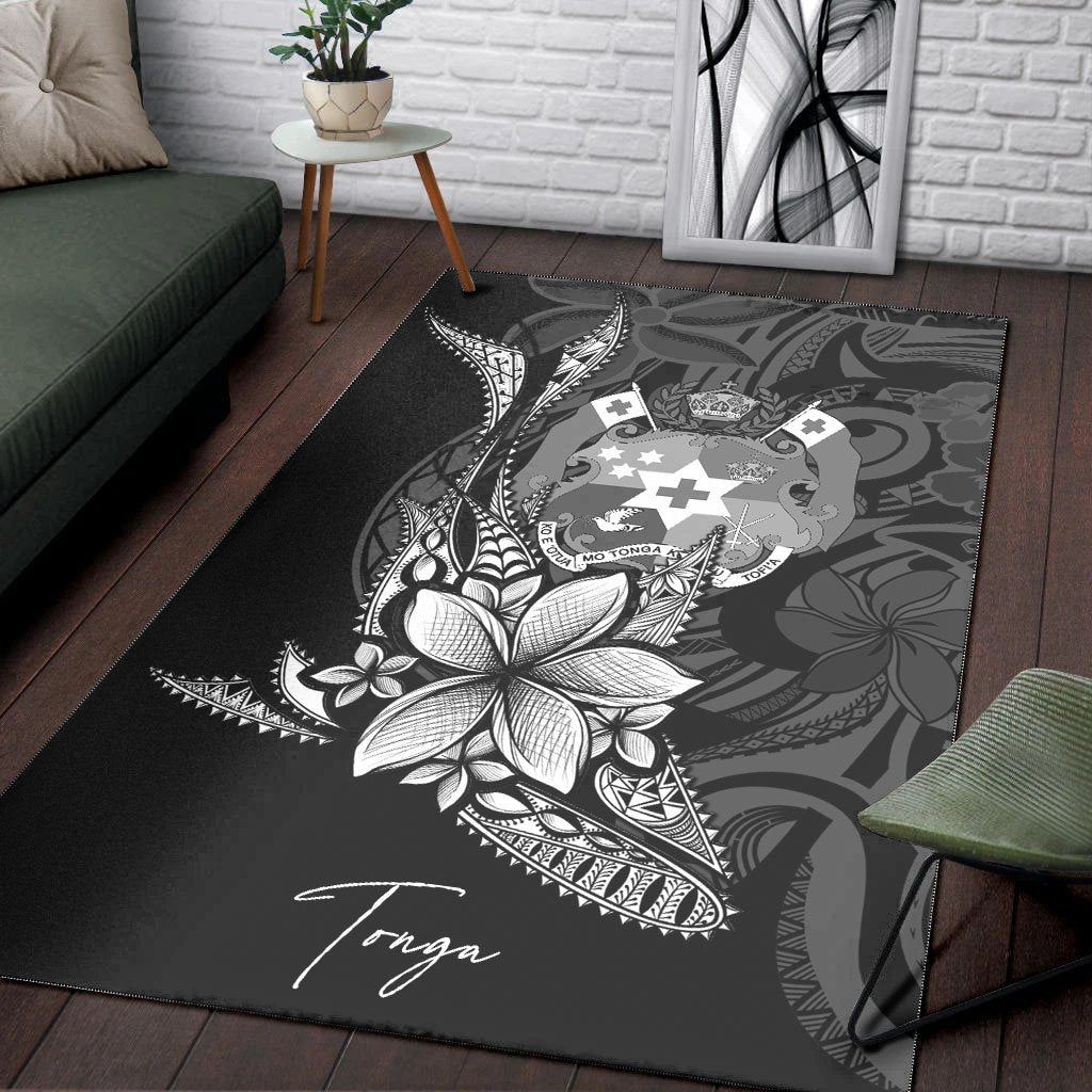 Tonga Area Rug - Fish With Plumeria Flowers Style - Vibe Hoodie Shop