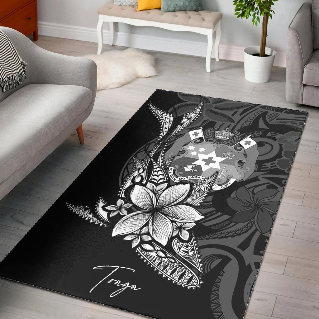 Tonga Area Rug - Fish With Plumeria Flowers Style - Vibe Hoodie Shop