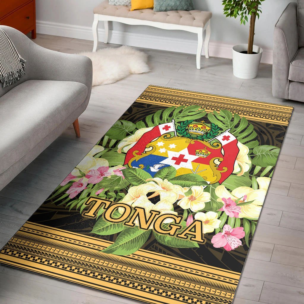 Tonga Area Rug - Polynesian Gold Patterns Collection - Vibe Hoodie Shop