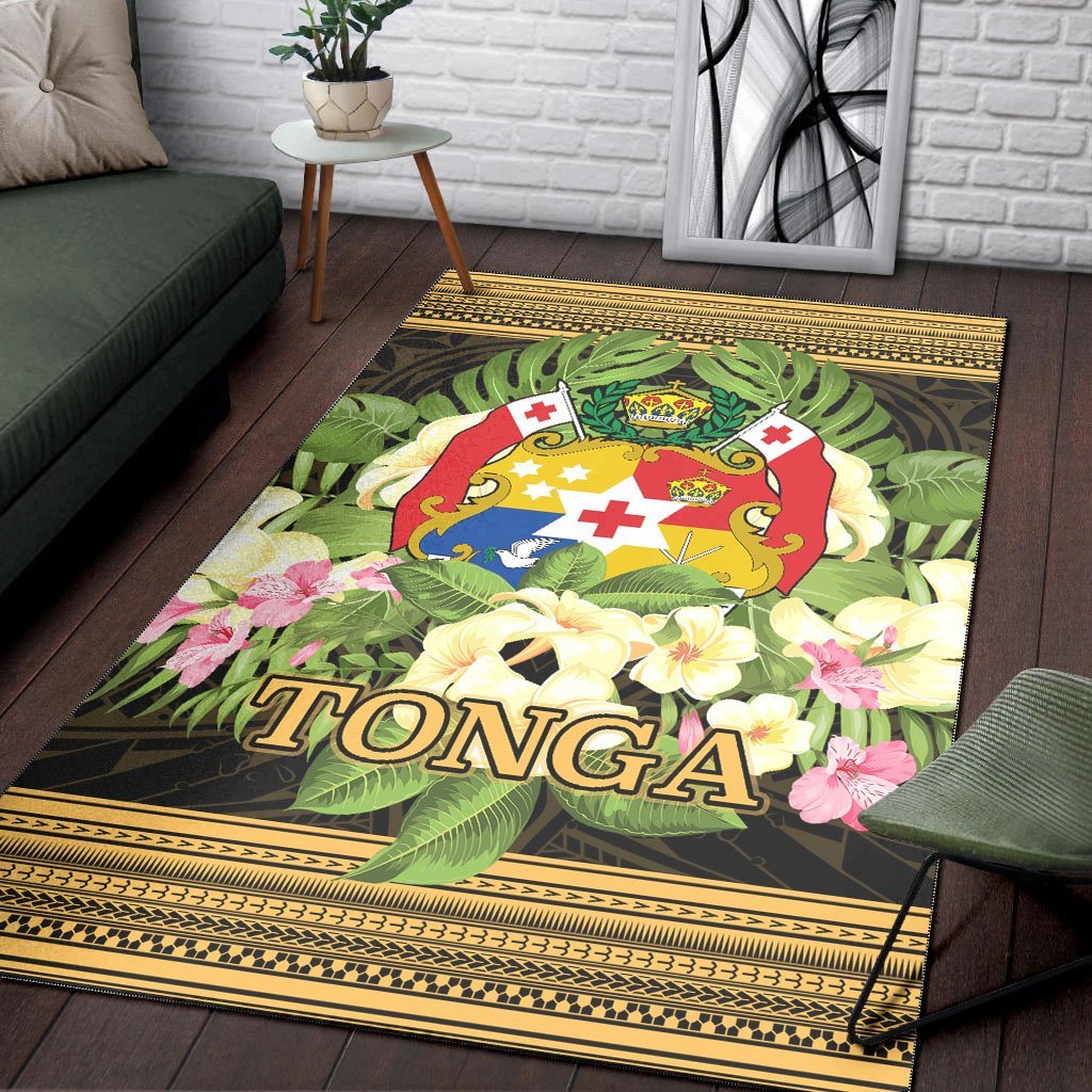 Tonga Area Rug - Polynesian Gold Patterns Collection - Vibe Hoodie Shop