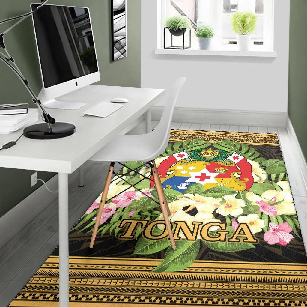 Tonga Area Rug - Polynesian Gold Patterns Collection - Vibe Hoodie Shop