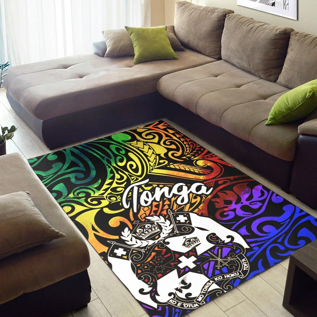 Tonga Area Rug - Rainbow Polynesian Pattern - Vibe Hoodie Shop