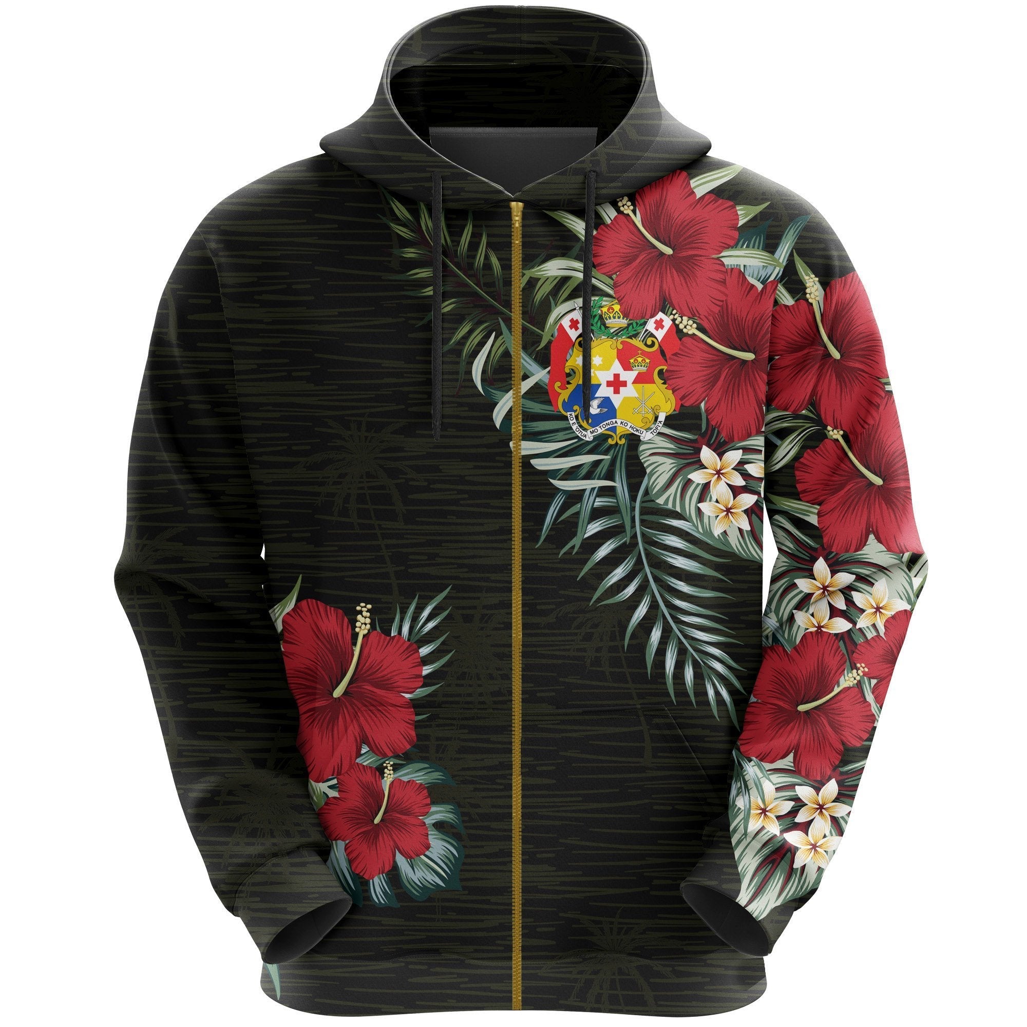 Tonga Hibiscus Zipper Hoodie - Vibe Hoodie Shop