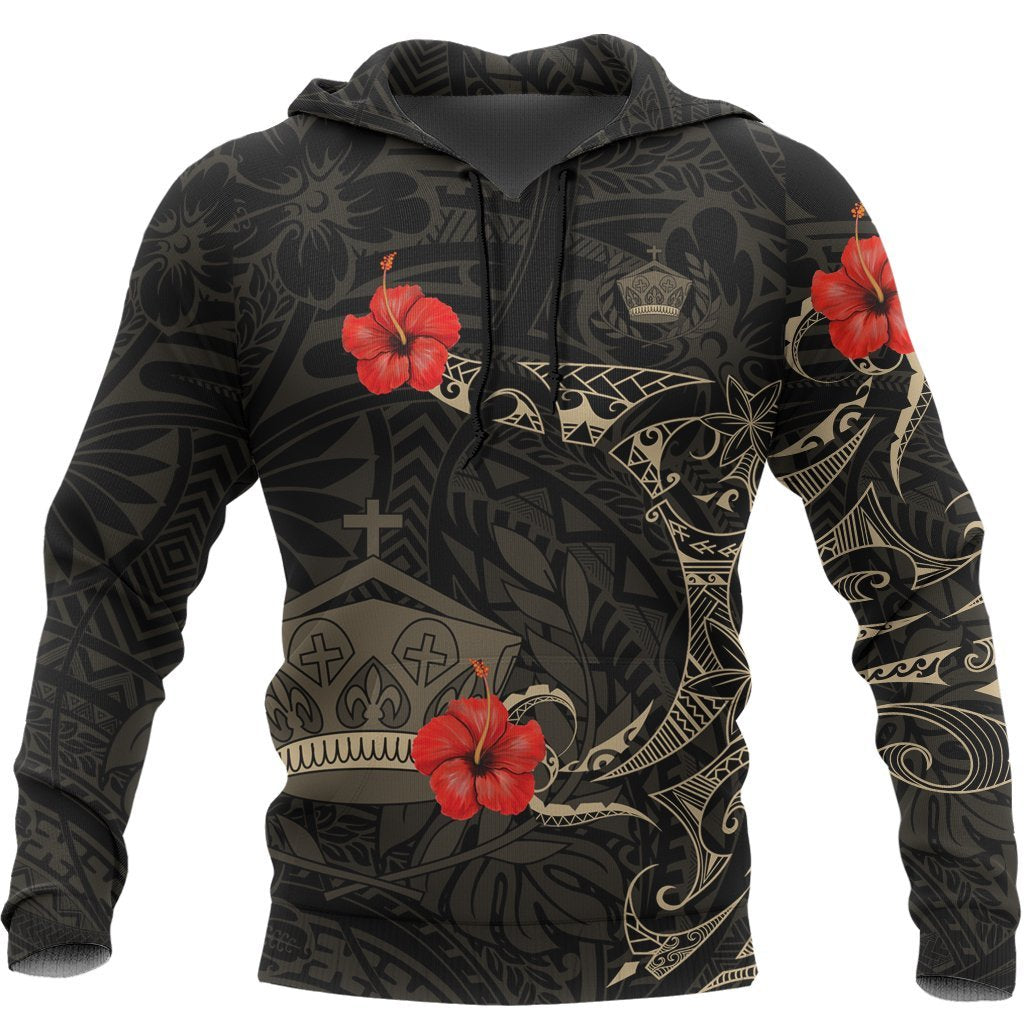 Tonga Hoodie Hibiscus Tattoo Style - Vibe Hoodie Shop