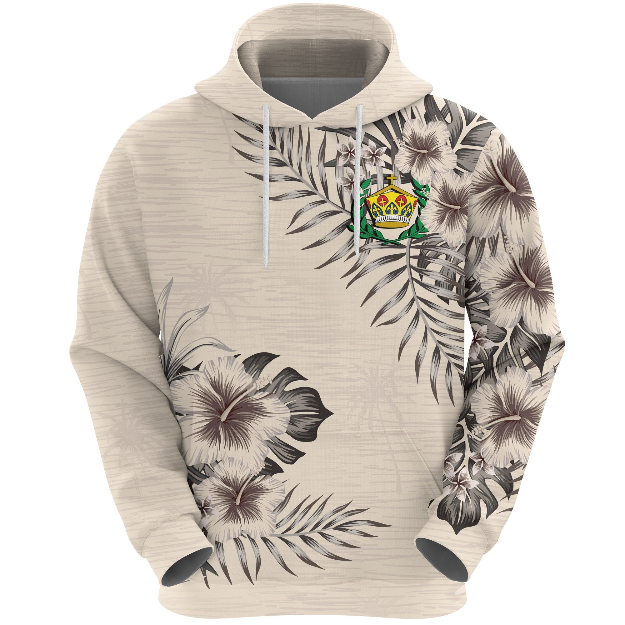 Tonga Hoodie The Beige Hibiscus - Vibe Hoodie Shop