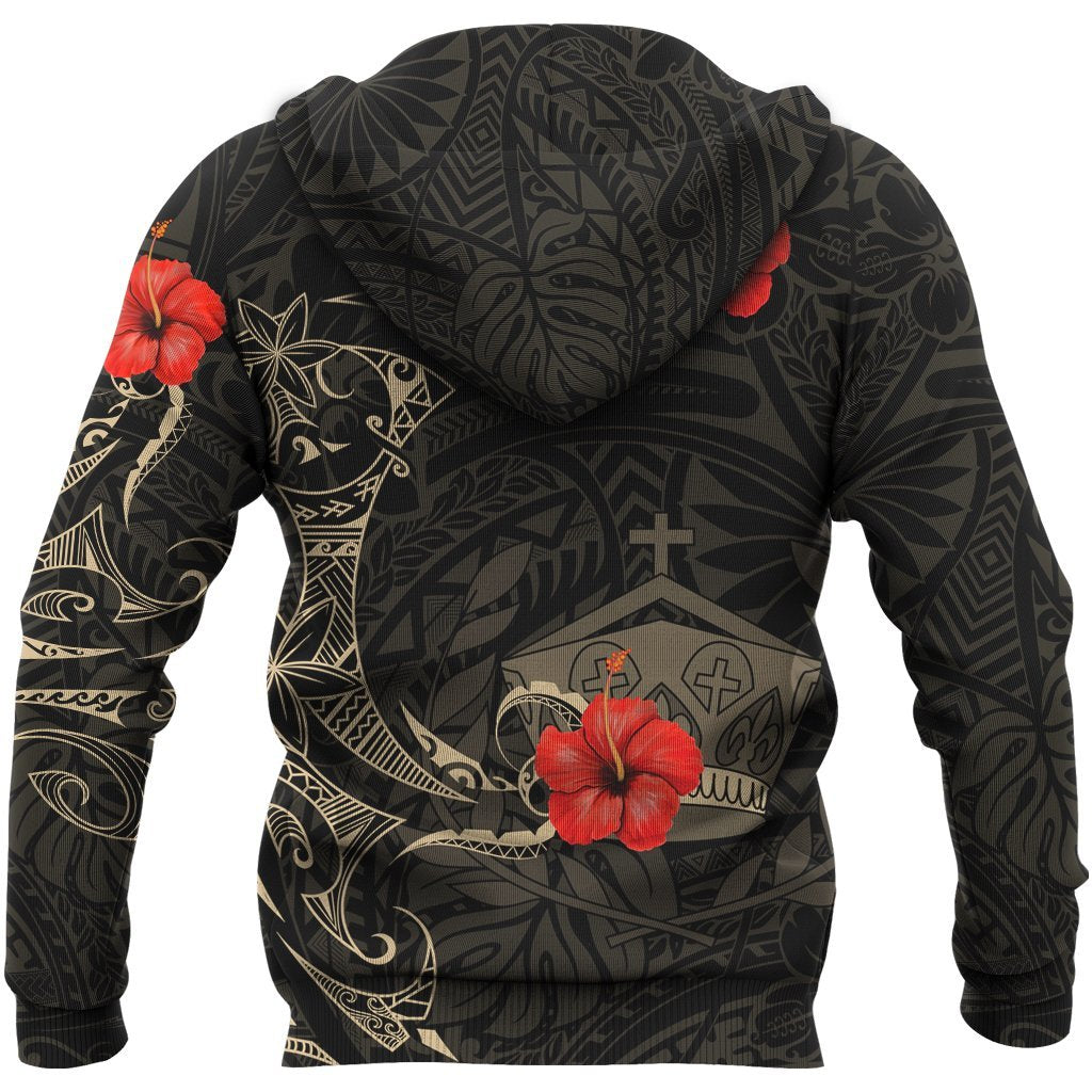 Tonga Hoodie Hibiscus Tattoo Style - Vibe Hoodie Shop