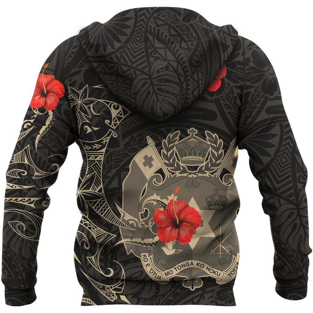 Tonga Hoodie Hibiscus Tattoo Style - Vibe Hoodie Shop