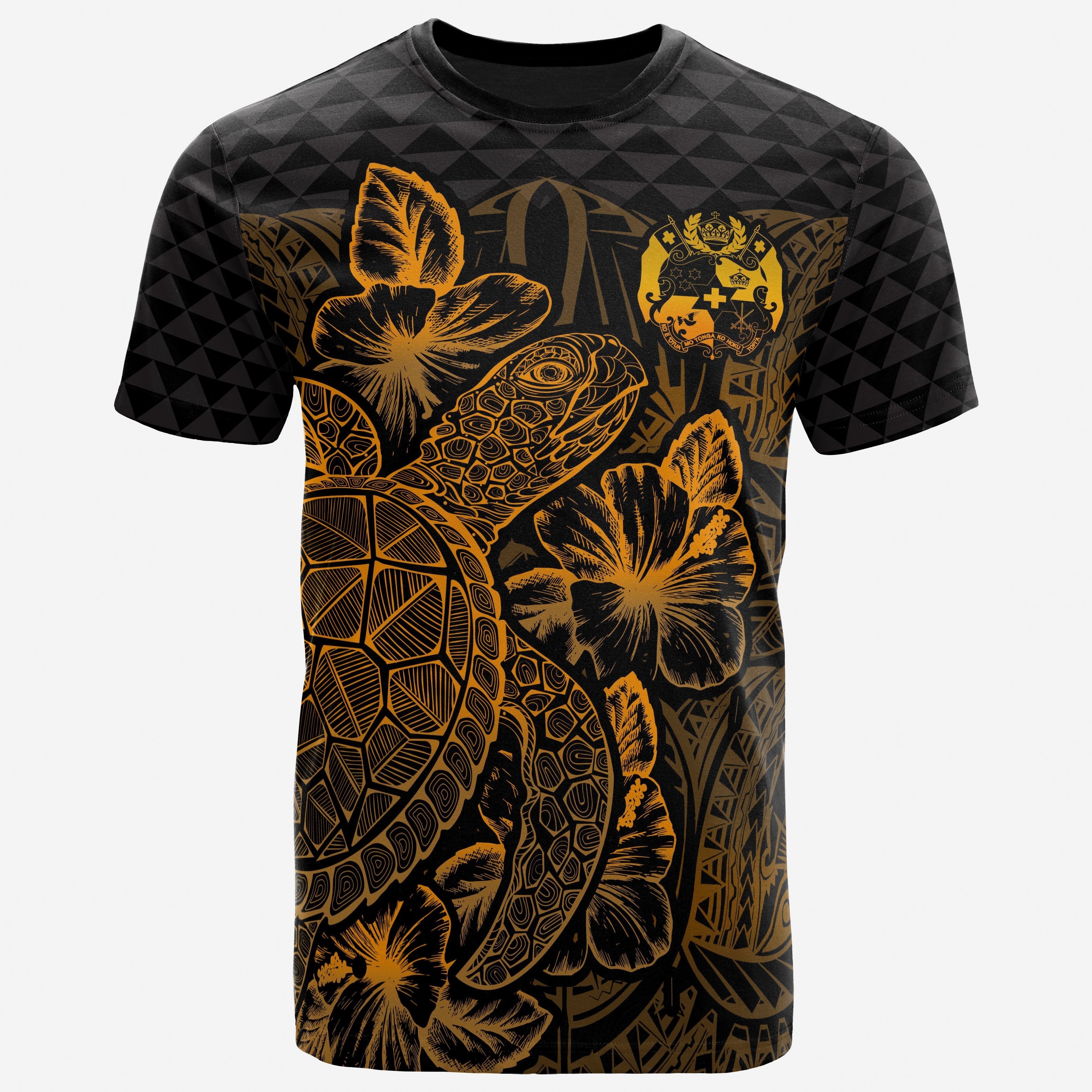Vibe Hoodie Tonga T shirt - Tonga Coat Of Arms Turtle Hibiscus Gold - Vibe Hoodie Shop