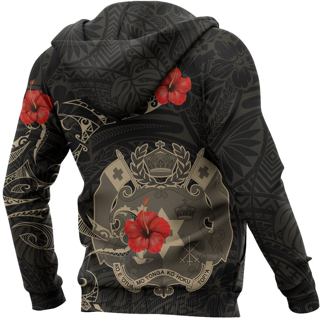 Tonga Hoodie Hibiscus Tattoo Style - Vibe Hoodie Shop