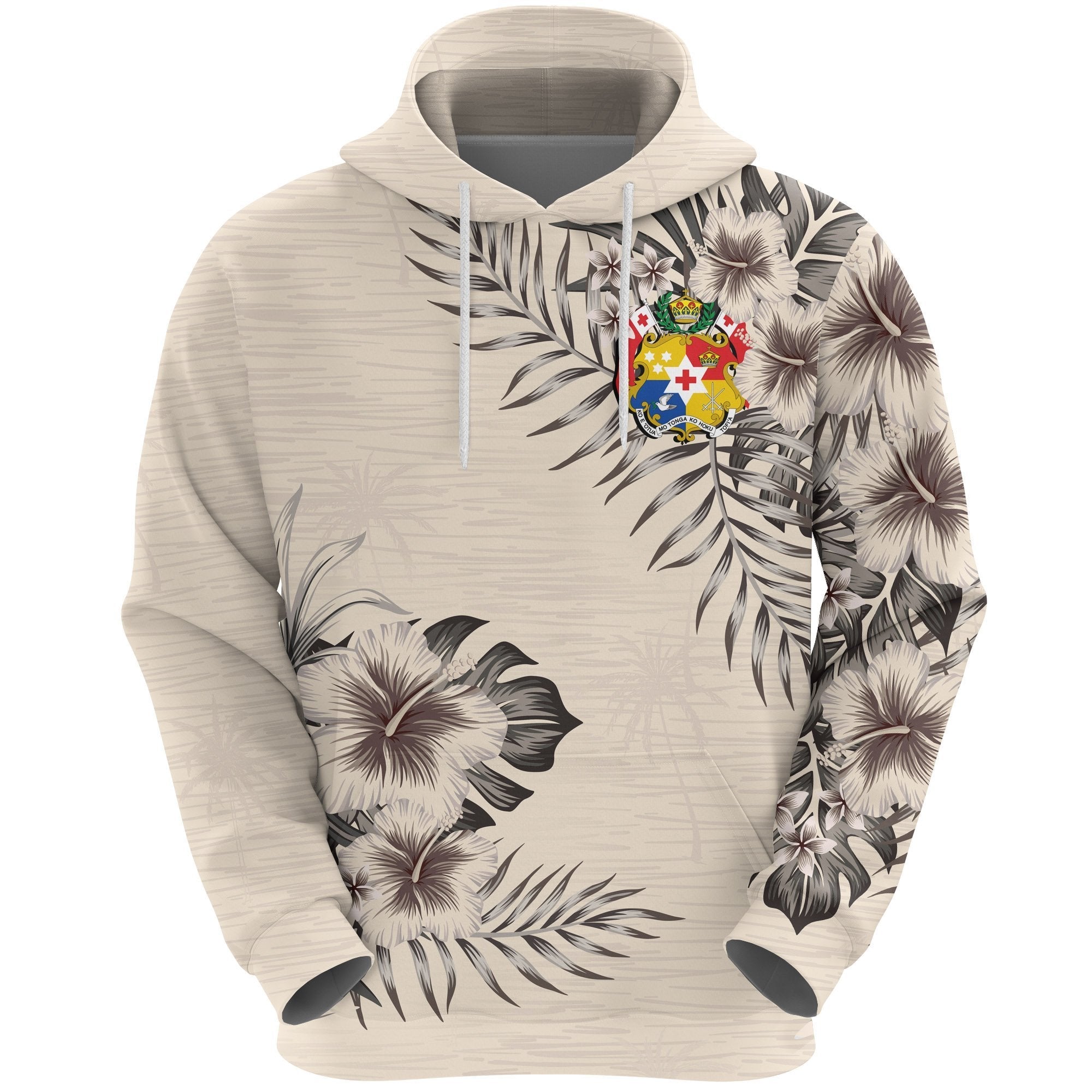 Tonga Hoodie The Beige Hibiscus No - Vibe Hoodie Shop