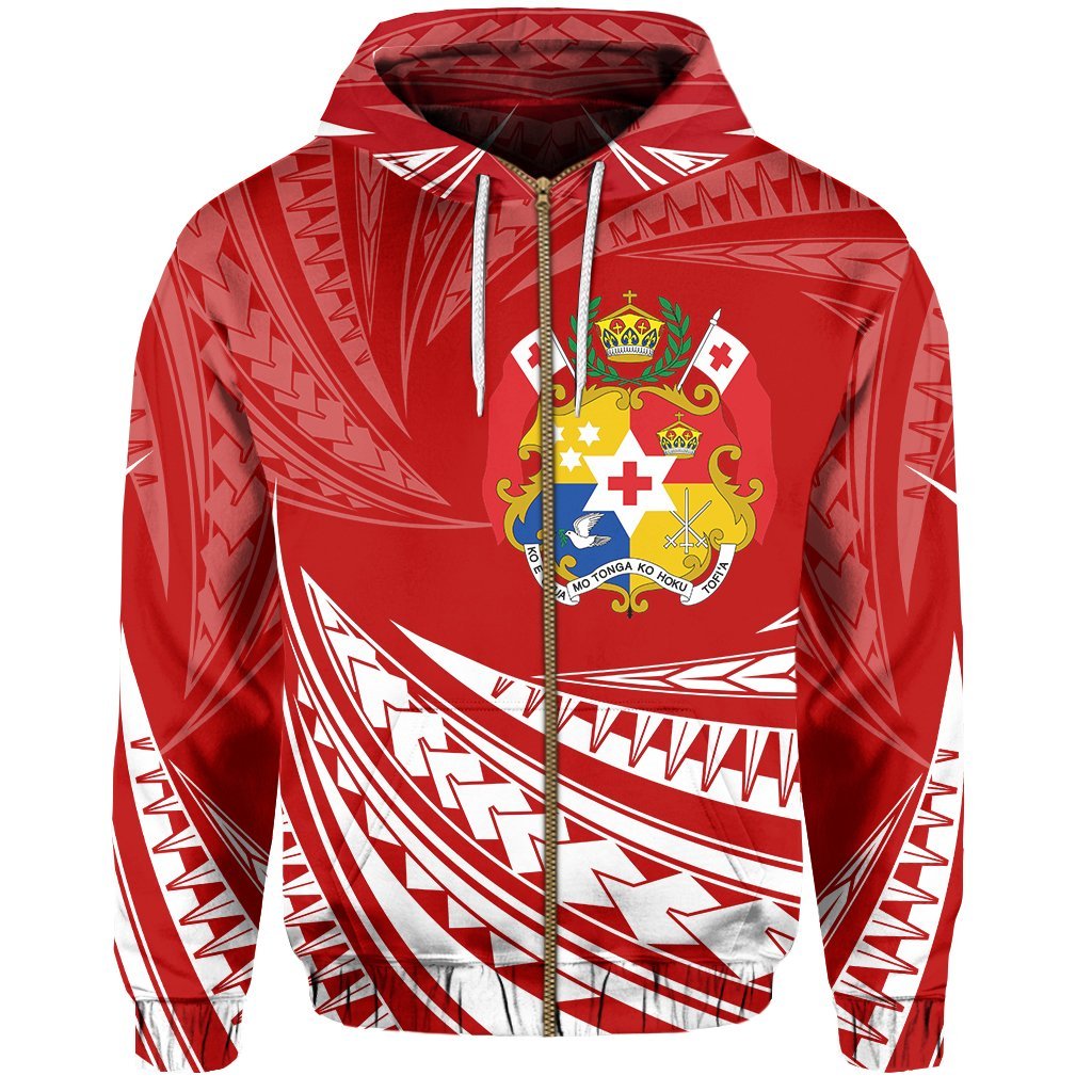 Zip Up Hoodie Tonga Polynesian - Tornado Style - Vibe Hoodie Shop