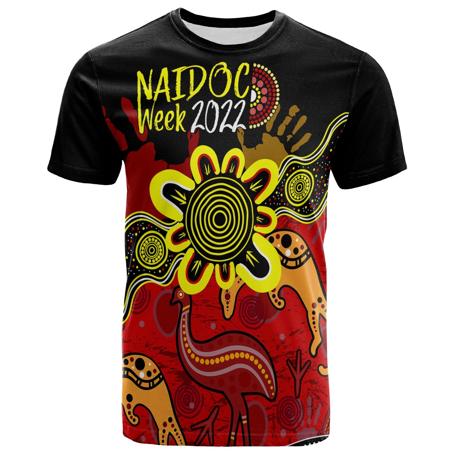 Indigenous NAIDOC Week 2022 T shirt Kangaroo and Emu Birds - Vibe Hoodie Shop