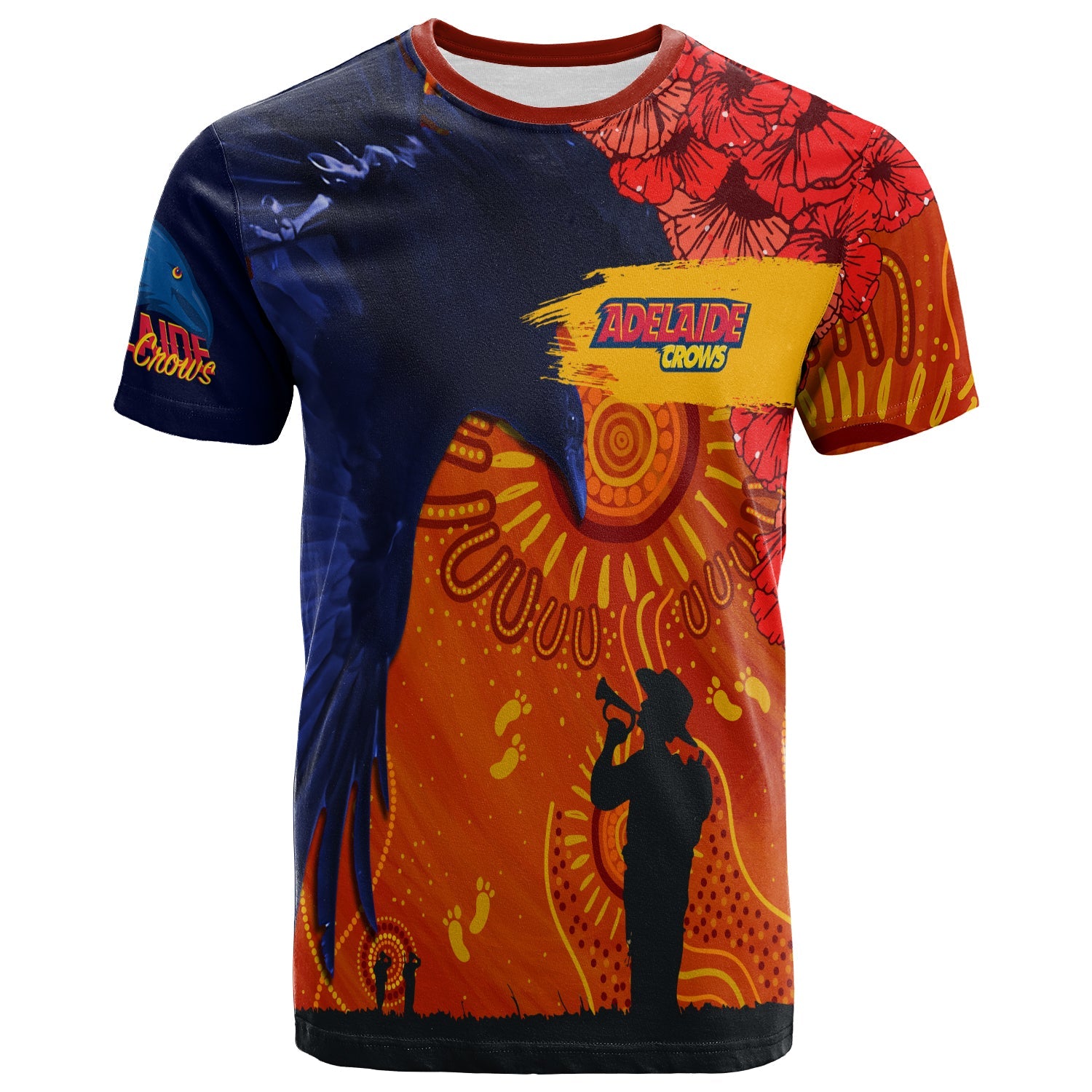 (Custom Personalised) Adelaide Crows Indigenous ANZAC Day T shirt We Will Remember - Vibe Hoodie Shop