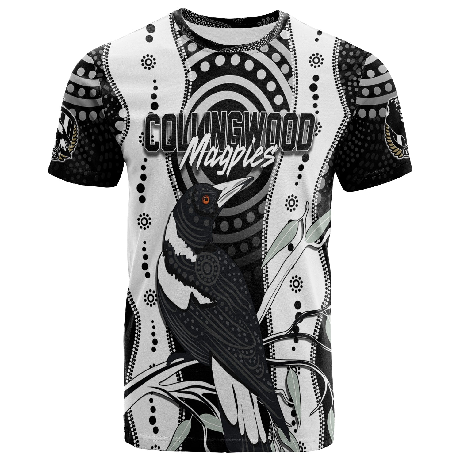 Personalised Collingwood Magpies Aboriginal T Shirt Artsy Vibes - Vibe Hoodie Shop