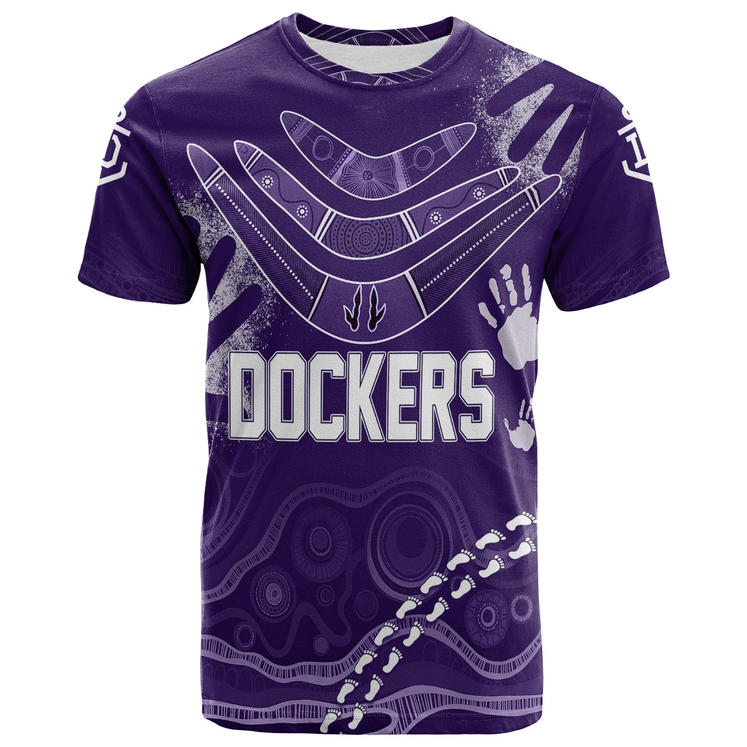 Personalised Freo Dockers Aboriginal T Shirt Purple Tsunami - Vibe Hoodie Shop