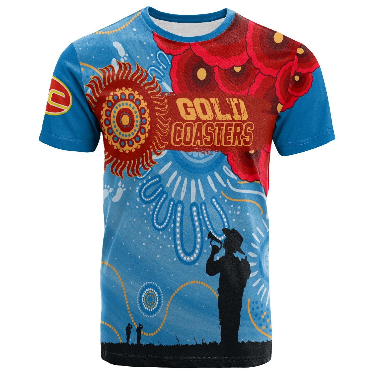 (Custom Personalised) Gold Coaster Sunnies Indigenous ANZAC Day T shirt We Will Remember - Vibe Hoodie Shop