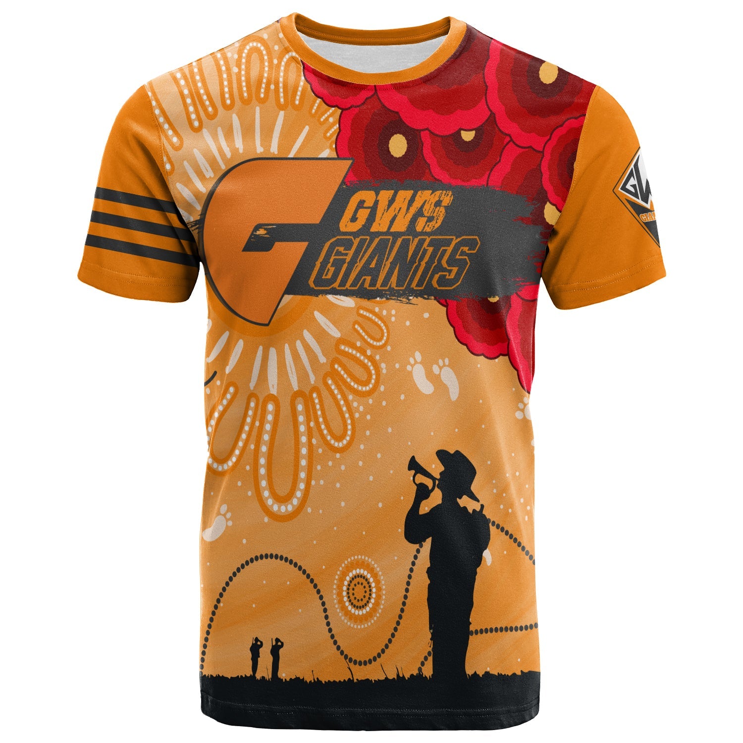 (Custom Personalised) GWS Giants Indigenous ANZAC Day T shirt We Will Remember - Vibe Hoodie Shop