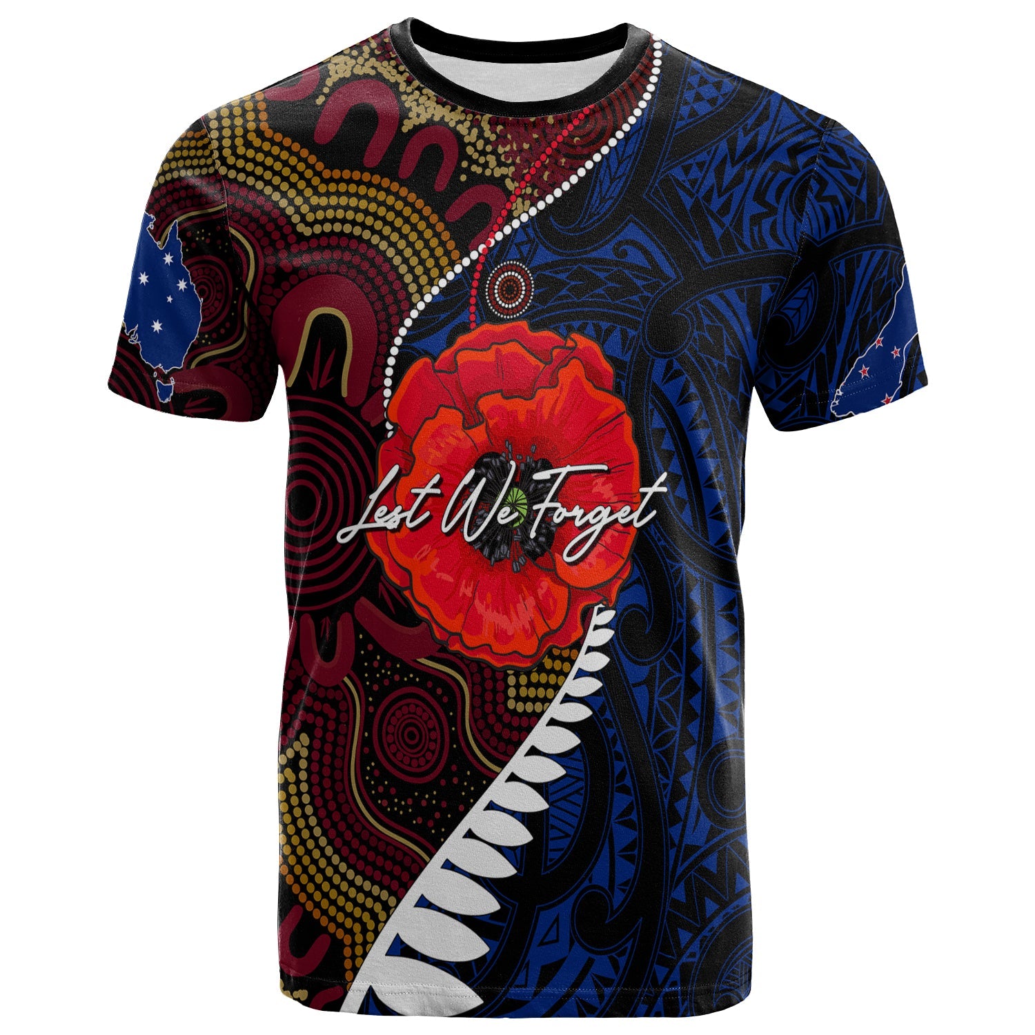 (Custom Personalised) Aboriginal Mix Maori ANZAC Day T shirt Lest We Forget - Vibe Hoodie Shop